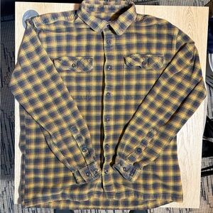 Patagonia Organic Cotton Yellow and Black Checkered Flannel Shirt